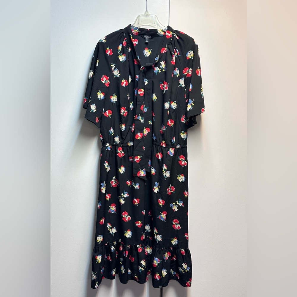 Lauren Ralph Lauren Black Floral Midi Dress